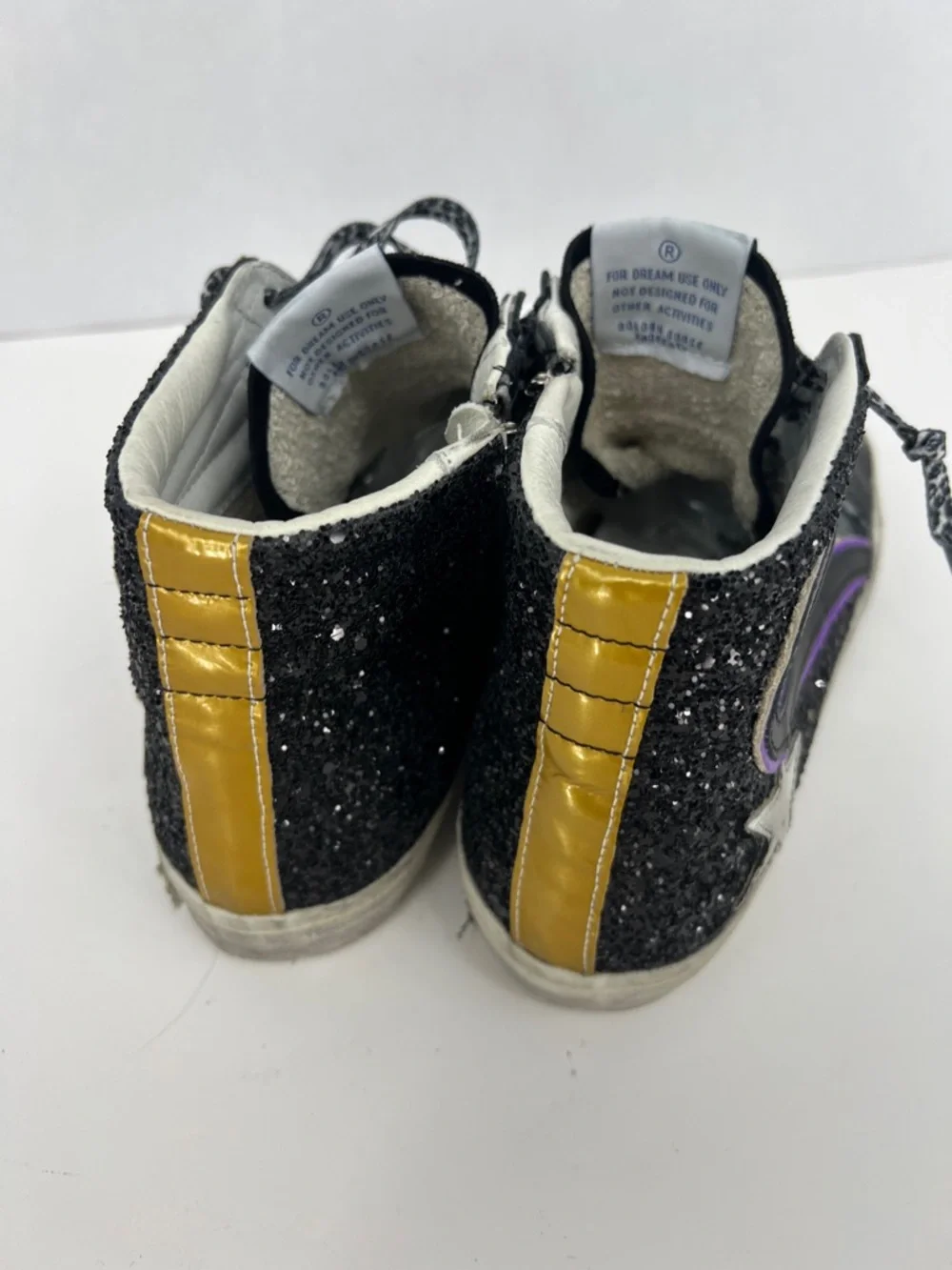 Golden Goose Slide camo glitter High-Top Sneakers in Black, Gray & Purple
